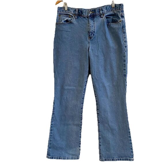 LRL Lauren Classic Bootcut Stretch Medium Wash Denim Jeans Sz 14 98% Cotton - Picture 1 of 10
